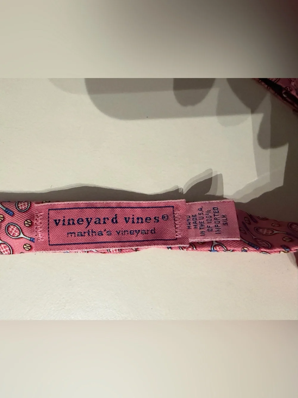 Vineyard Vines Pink Tennis Racket Print Bow tie
